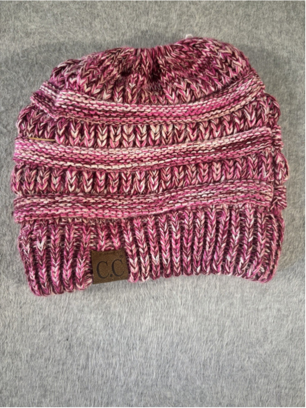C.C Women’s Multicolor Pink Burgundy Chunky Knit Slouch Beanie Winter Hat